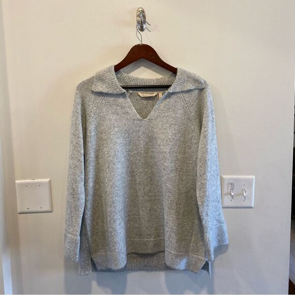 Soft surroundings alice sweater gray V neck collar cozy buttery soft Large - Picture 1 of 8
